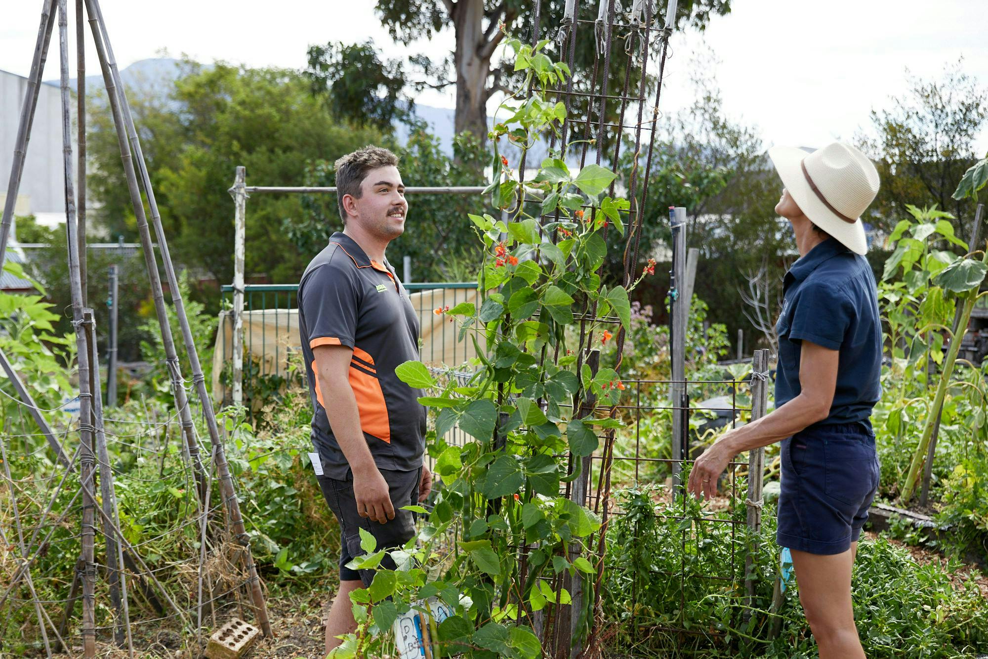 Ryan and Kris standing in Moonah Primary School's Gardens