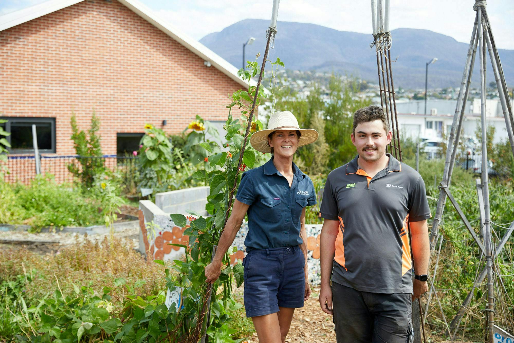 Ryan and Kris standing in Moonah Primary Gardens