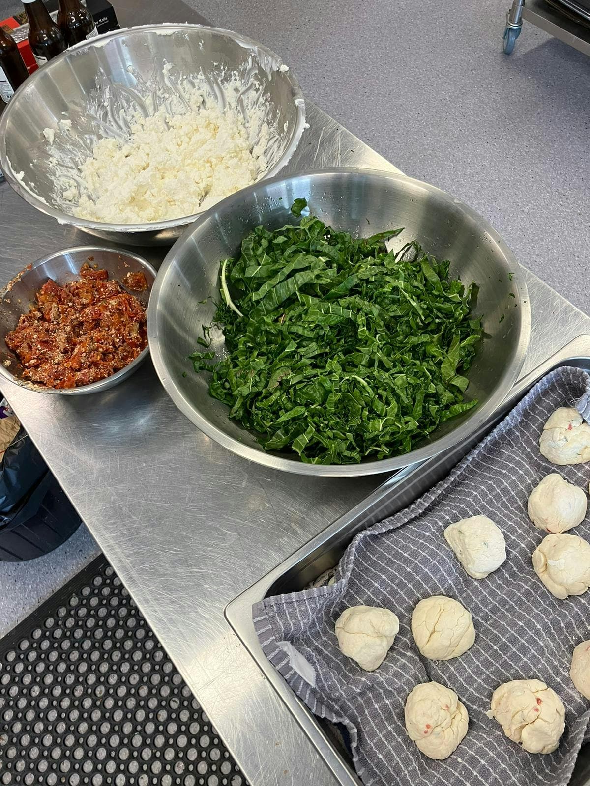 Preparation for spinach gozleme at Montrose Bay High School